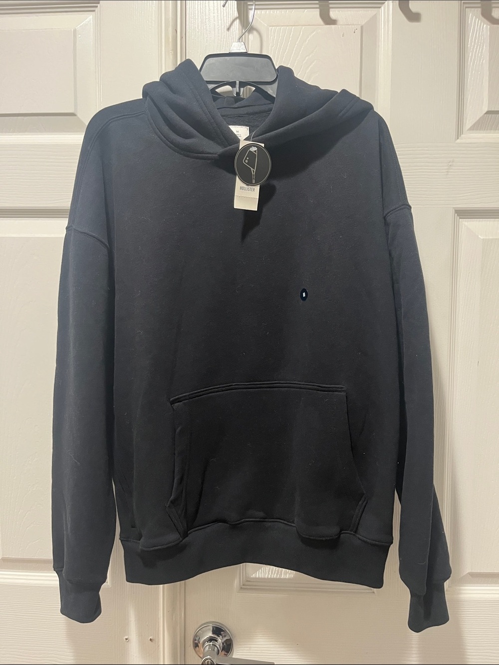 Hollister Black Men's Pullover Hoodie with Kangaroo Pocket